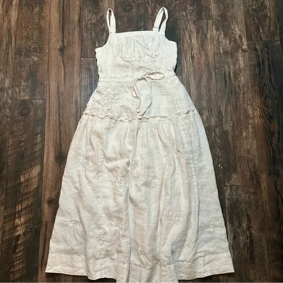 Anthropologie Linen square neckline midi dress size Medium - Picture 6 of 16